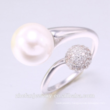 2018 ZheFan white pearl and round engagement ring and White CZ